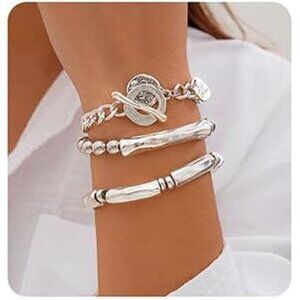 3pcs Boho Layered Beaded Bracelets Set for Women Dainty Stretch